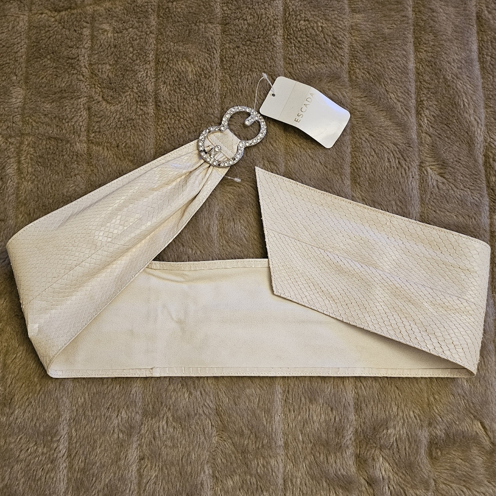 NEW tags Escada genuine snake skin rhinestone buckle wide belt